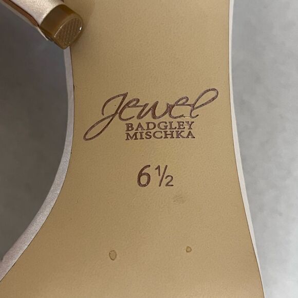 Badgley Mischka | Caroline Champagne Embellished Strap Evening Shoe Heels 6.5 - Picture 13 of 13